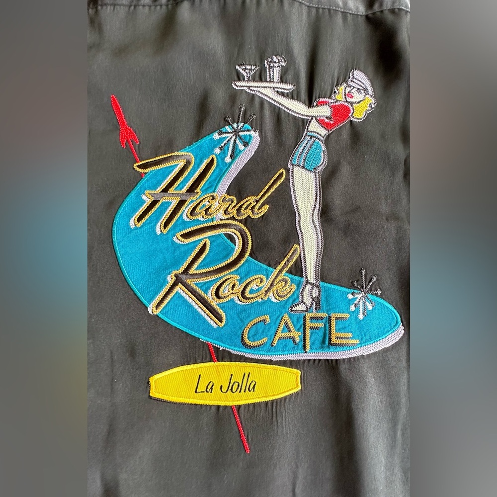 Hard‎ Rock Cafe Black Shirt Mens XL La Jolla Button Up - Picture 3 of 7